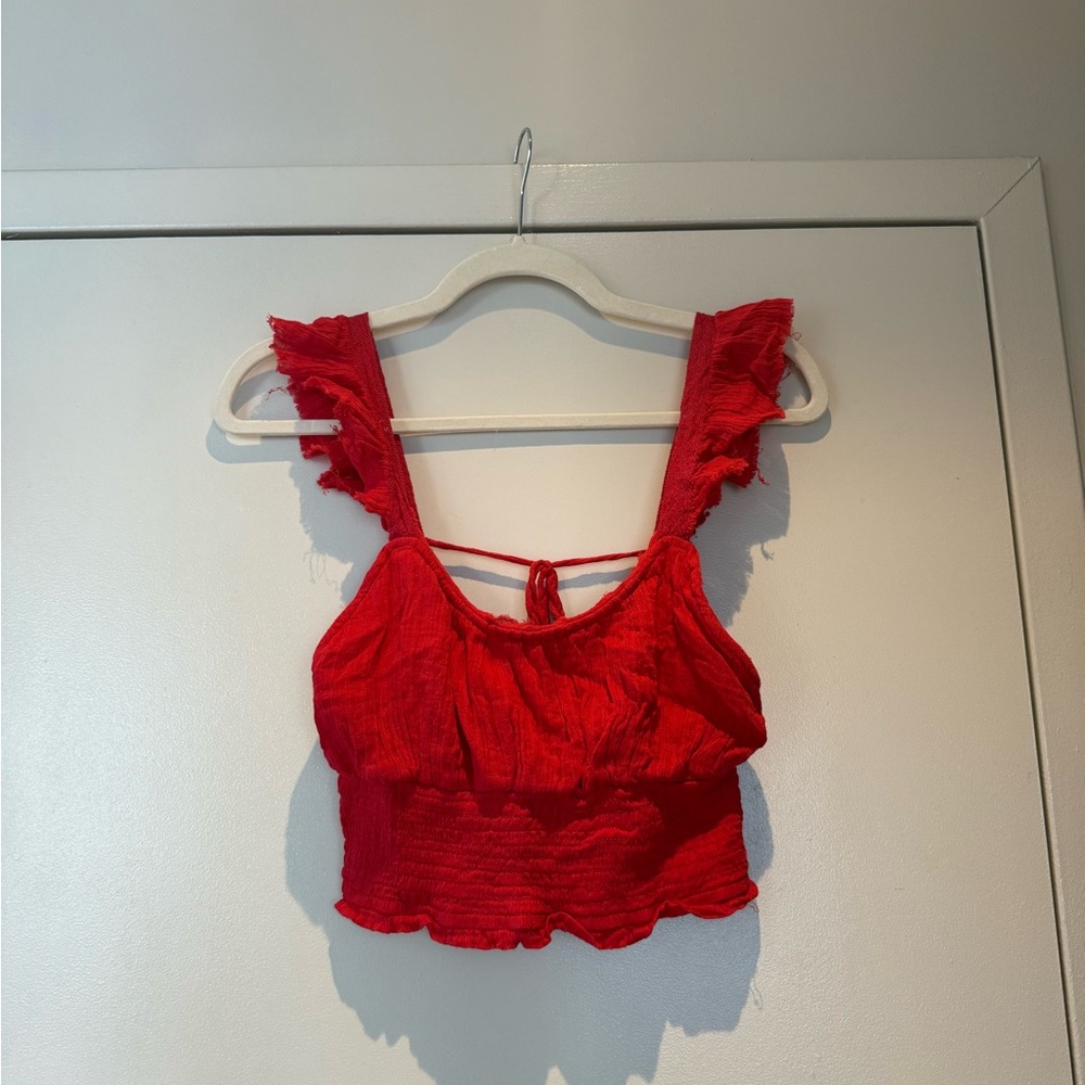 Red Ruffled Women's Top